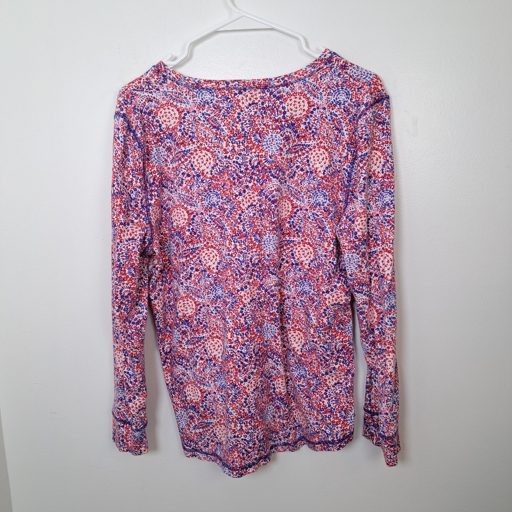 Talbots Red White Blue Long Sleeve Exposed Seam Modal Blend‎ T- Shirt Size XL - Picture 2 of 5